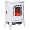 Electric Fireplace Heater, Freestanding Fireplace Stove with Realistic Flame Effect Overheat Protection 750W/1500W White