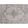5x7 Area Rug, Vintage Machine Washable Rug, Non-Slip Carpet for Living Room, Bedroom, Dining Room, Brown & Light Blue