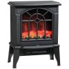 Electric Fireplace Heater, Freestanding Fireplace Stove with Realistic Flames Overheating Protection 750W/1500W, Black