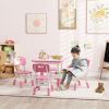 Adjustable Toddler Table and Chair Set, 5pc, Storage Box, Easy Clean, Pink, for Ages 18m-5y