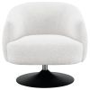 Beige and Matte Black Upholstered Swivel Accent Chair