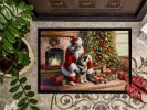 NEW Norwegian Elkhound and Santa Claus Doormat Front Door Mat Indoor Outdoor Rugs for Entryway, Non Slip Washable Low Pile, 18H X 27W