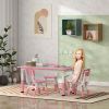 Kids Activity Table & Chair Set, 4 Chairs, Adjustable Height, Easy-Clean, Green, Perfect for 1.5-5 Yrs, Play & Learning