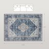 8x10 Area Rug, Vintage Washable Rug, Non-Slip Floor Carpet for Living Room, Bedroom, Dining Room, Blue
