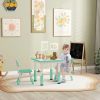 Height-Adjustable Kids' Table and Chair Set, 3pc, Storage, Easy Wipe, Green, Daycare & Classroom Friendly