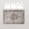 4x6 Area Rug, Vintage Machine Washable Rug, Non-Slip Floor Carpet for Living Room, Bedroom, Dining Room, Tan