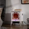 Electric Fireplace Stove, Freestanding Fireplace Heater with Realistic LED Flame, Overheat Protection, 750W/1500W, White