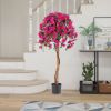 Set of 2 4.5 Feet Artificial Azalea Tree with Cement Pot
