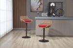 COOLMORE Modern Swivel Bar Stools Set of 2 Adjustable Counter Height Chairs with Footrest for Kitchen, Dining Room (Red)