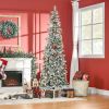 7.5ft Flocked Pencil Tree, Pop Up Xmas Pencil Tree, Holiday Home Indoor Decoration for Party with Automatic Open, Green