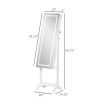 Lockable Jewelry Cabinet with Full-Length Mirror Adjustable White Floor Standing Organizer