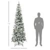 7.5ft Flocked Pencil Tree, Pop Up Xmas Pencil Tree, Holiday Home Indoor Decoration for Party with Automatic Open, Green