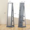 360Â° Swivel Jewelry Armoire, Lockable Jewelry Cabinet with Full-Length Mirror, Storage Shelves, Gray