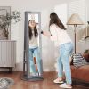 360Â° Swivel Jewelry Armoire, Lockable Jewelry Cabinet with Full-Length Mirror, Storage Shelves, Gray