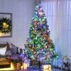 7.5ft Artificial Snow Christmas Tree with Frosted Branches LED Lights Steel Base for Festive Home Decor