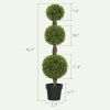 2 PCS 45.3" Topiary Balls Boxwood Topiary Plants, 3 Ball Fake Plants in Pots for Indoor Outdoor Living Room, Green