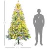 7.5ft Artificial Snow Christmas Tree with Frosted Branches LED Lights Steel Base for Festive Home Decor