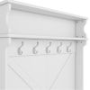 Hall Tree with Storage Bench, Entryway Bench with Drawer and 5 Hooks, Coat Rack with Display Shelf for Hallway Entryways, White