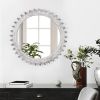 Vintage 17'' x 17'' Wood Round Hanging Gear Shape Decorative Mirror Patchwork Effect With Large-size Mirrors Individually On Art Walls