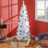 6 FT Artificial Christmas Tree, Pencil Xmas Tree with Lights, Stand, 618 Tips, Holiday Home Indoor Decoration for Party, White