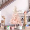 5ft Pencil Christmas Tree, Pink Christmas Tree with 450 Branches & Detachable Base, Home Party Christmas Decoration, Pink
