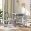 eight Adjustable Kids Desk and Chairs Set with Tilt Desktop, Storage Drawer, Pen Slot, Hook, Gray