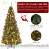7.5ft Automatic Tree Structure PVC Material 600 Lights Warm Color 8 Modes 1200 Branches Christmas Tree Green