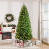 Slim Prelit Christmas Tree 7.5ft Warm White LED Lights Holiday Home Xmas Decoration Green