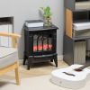 Electric Fireplace Heater, Freestanding Fireplace Stove with Realistic Flames Overheating Protection 750W/1500W, Black