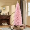 7ft Artificial Christmas Tree, Holiday Xmas Pencil Tree Decoration with Automatic Open for Home Party, Pink
