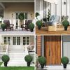 23.6" Set of 2 Artificial Topiary Trees, Boxwood Topiary Plants, Fake Plants in Pot, Indoor Outdoor Green