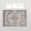 5x7 Area Rug, Vintage Machine Washable Rug, Non-Slip Floor Carpet for Living Room, Bedroom, Dining Room, Brown and Blue