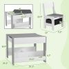 Kids Play Table Set 3PC with Reversible Top, Chalkboard, Storage, Bookshelf, Gray, Educational