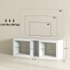 TV Stand Center for 55" with LED Lights and Power Outlets TV Television Cabinet with Adjustable Shelves High Gloss White