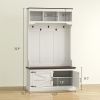 3-in-1 Hall Tree with Shoe Storage, Coat Rack with Bench, Entryway Furniture with Five Hooks, White Wood Grain