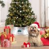 Christmas Tree Collar Steel Tree Ring Skirt Home Xmas Decoration with Christmas Tree Printed, 26" Base, Silver