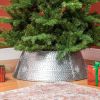 Christmas Tree Collar Steel Tree Ring Skirt Home Xmas Decoration with Snowflake Engraved, 26" Base, Silver