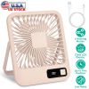 Mini Desktop Cooling Fan Rechargeable Battery Powered Personal Fan Speed Adjustment Strong Airflow Quiet Travel Fan with LCD Display for Home Office T