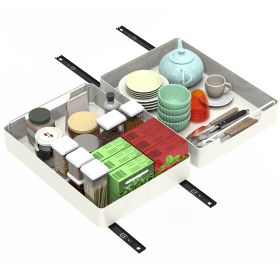 2Pcs Pull Out Cabinet Organizers Sliding Shelf Spice Rack Carbon Steel Roll Out Drawers Fixed with Adhesive Nano Film with Handle 55LBS Max Load (Option: 30cm)