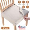 4Pack Waterproof Dining Chair Slipcovers Stretch Chair Seat Slipcovers Removable Washable Jacquard Seat Covers for Dining Room
