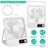 Mini Desktop Cooling Fan Rechargeable Battery Powered Personal Fan Speed Adjustment Strong Airflow Quiet Travel Fan with LCD Display for Home Office T