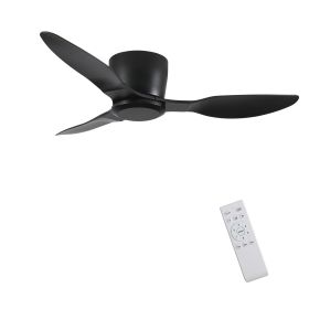 42 Inch Lampless Recessed Ceiling Fan, 3 Reversible Blades With 6-Speed Reversible DC Motor, Low Profile Ceiling Fan,  Suitable For Living Room, (Color: Black)