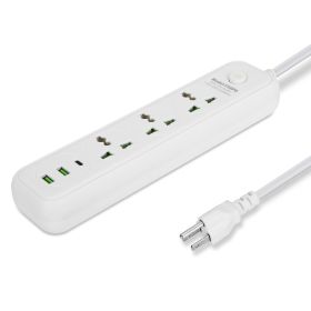 Power Strip with 5.9FT Extension Cord 3 AC Outlets and 2 USB A Ports 1 USB C Port 2500W Wall Mount Outlet Extender For Home Office Dorm Travel (Option: 6Port_White)