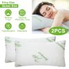 2Pcs Bamboo Memory Foam Pillow Hypoallergenic Bed Pillow For Head Neck Rest Sleeping Shredded Pillow Washable Cover Queen Size Pillow