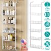 6 Tier Over Door Pantry Organizer Hanging Hooks Door Storage Rack Carbon Steel Basket 62.99in Over Door Shelf for Kitchen Bathroom