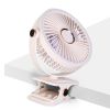Portable Quiet Clip On Fan With 5 Speeds 3 Brightness 720° Fully Adjustable Angle Type-C Rechargeable Clip Desk Wall Mounted Fan For Camping Office Ho