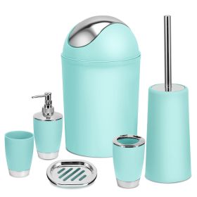Bathroom Accessories Set 6 Pcs Bathroom Set Ensemble Complete Soap Dispenser Toothbrush Holder Tumbler Soap Dish Toilet Cleaning Brush Trash Can (Option: Aqua)