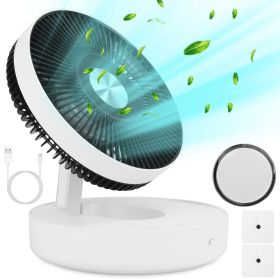 Foldable Rechargeable LED Desk Fan Wall Mounted Fan with Magnetic Remote Hanging Oscillating Fan with 4 Speeds 2 Brightness Time Setting Automatic Rot (Option: White)