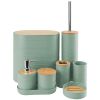 8Pcs Bathroom Accessories Set Bathroom Holder Set with Soap Dispenser Toothbrush Holder Cup Soap Dish Toilet Cleaning Brush Trash Can Qtip Holder Vani