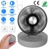 Foldable Rechargeable LED Desk Fan Wall Mounted Fan with Magnetic Remote Hanging Oscillating Fan with 4 Speeds 2 Brightness Time Setting Automatic Rot